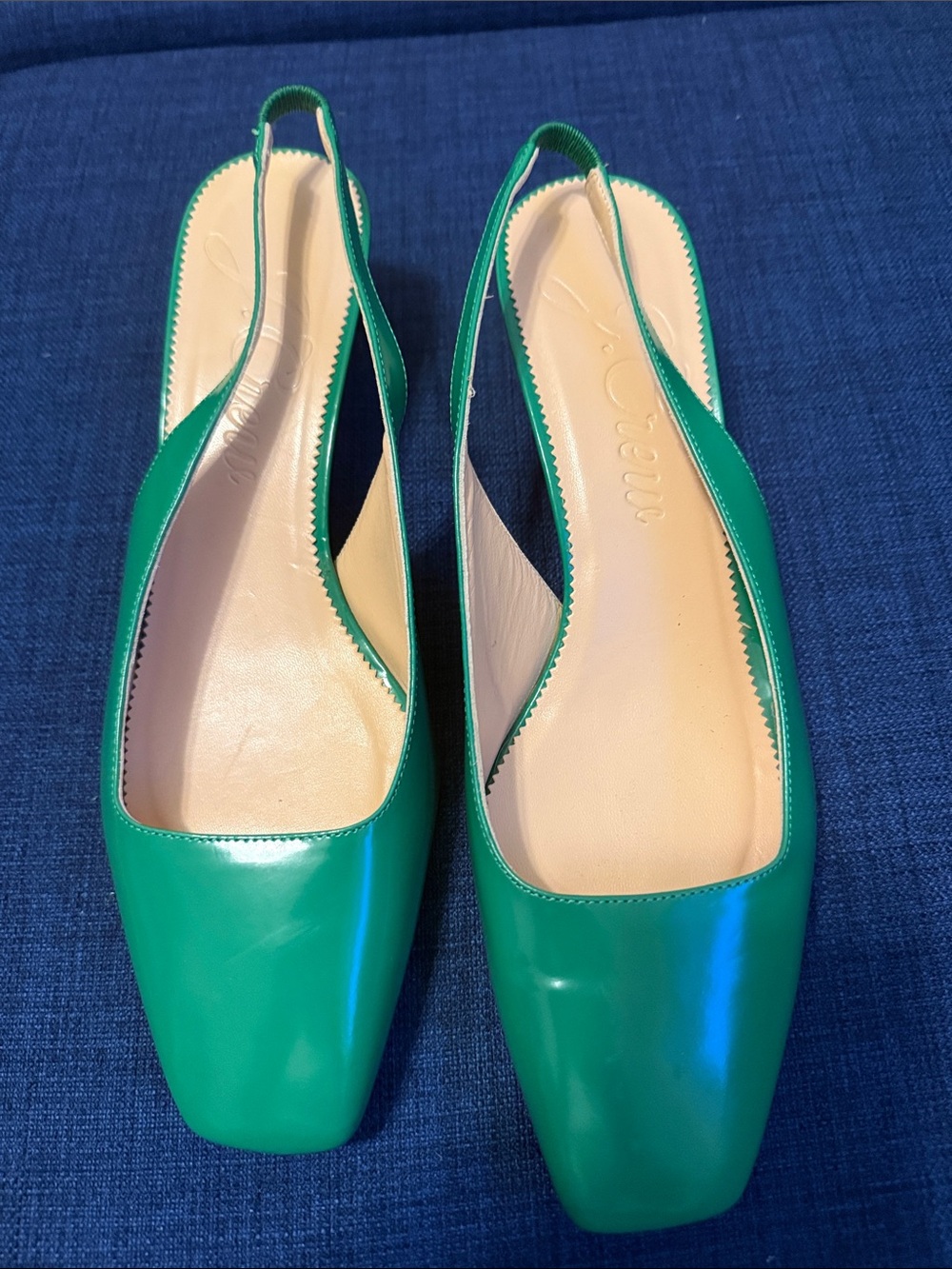 J. Crew Emerald Green Patent Slingback Flats